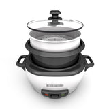 6-Cup Rice Cooker with Steaming Basket, White