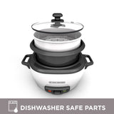 6-Cup Rice Cooker with Steaming Basket, White