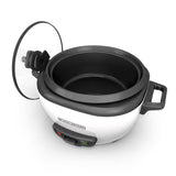 6-Cup Rice Cooker with Steaming Basket, White