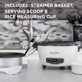 6-Cup Rice Cooker with Steaming Basket, White