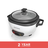 6-Cup Rice Cooker with Steaming Basket, White