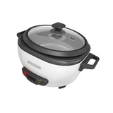 6-Cup Rice Cooker with Steaming Basket, White