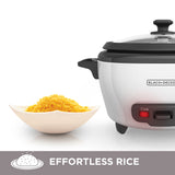 6-Cup Rice Cooker with Steaming Basket, White